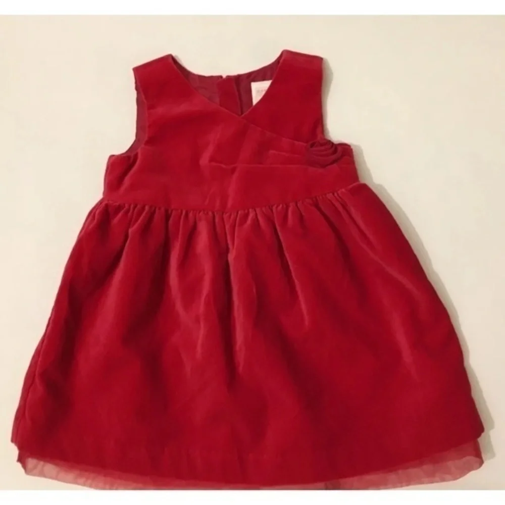 Old Navy Toddler 6-12 Months Girl Red Velvet Dress